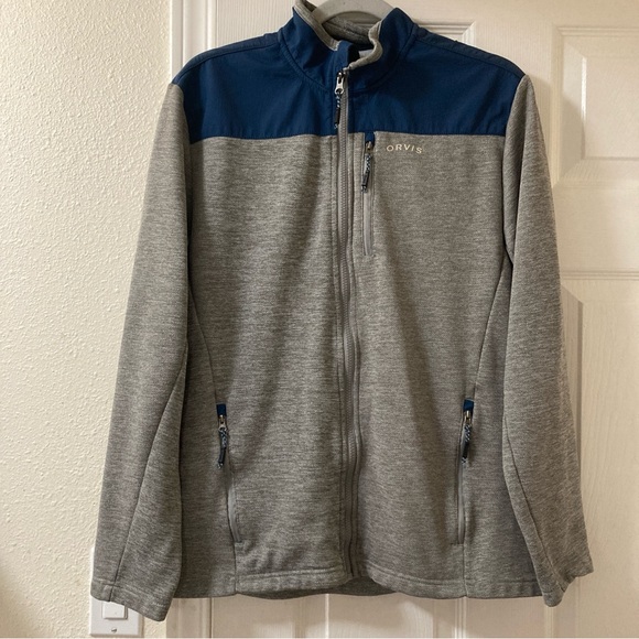 Orvis Jacket EGray Blue Bonded Mesh Full Zip Fleece Outdoors Men’s  Sz M - Picture 2 of 16
